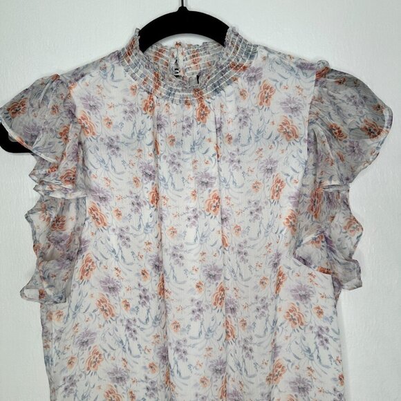 1. State Size S White, Purple & Orange Print Polyester Short Sleeve Dress - Picture 4 of 8